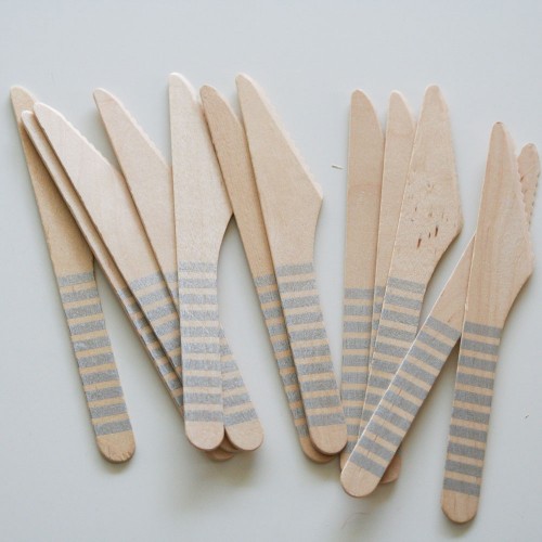 abcJoy ασημί ριγέ ξύλινα μαχαιράκια  (12-pack)