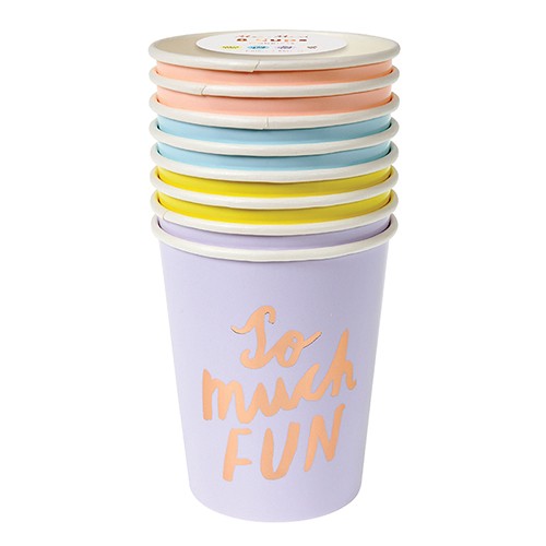 Pastel Rose Gold Typographic Cups Χάρτινα Ποτήρια Με Μηνύματα 8pcs Meri Meri
