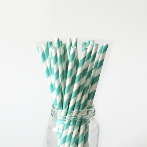 abcJoy aqua ριγέ χάρτινα καλαμάκια (25-pack)
