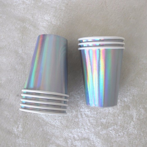 Χάρτινα Ιριδίζοντα Ασημί Ποτήρια 8pcs