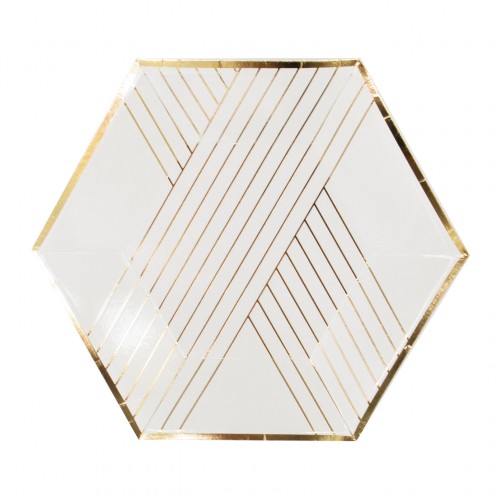 Χάρτινα Πιάτα Γλυκού Σε Λευκό Και Χρυσό - Blanc By Harlow & Grey