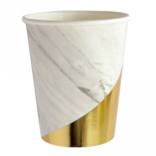 Χάρτινα Ποτήρια Σε Λευκό Μάρμαρο Και Χρυσό - Blanc By Harlow & Grey