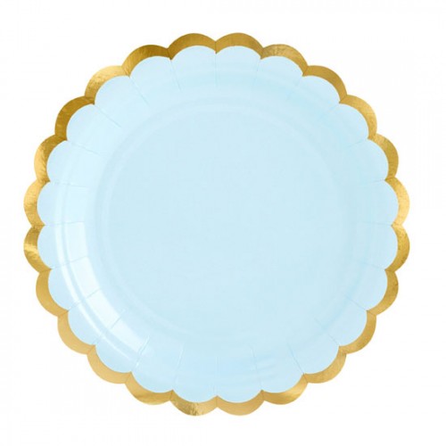 Χάρτινα Πιάτα Γαλάζια Με Χρυσό Party Deco