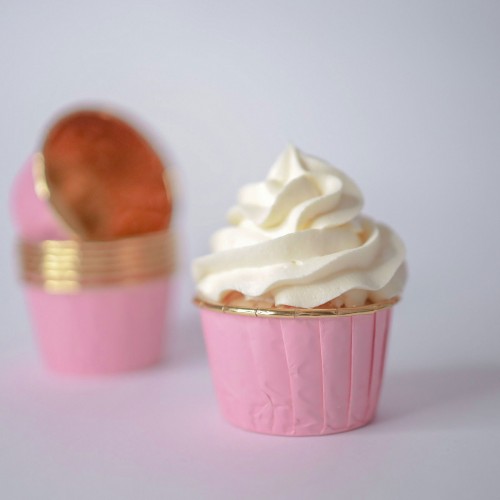 Luxury Baking Cups-Καραμελόχαρτα Ροζ & Χρυσά Σαγρέ SweetStamp