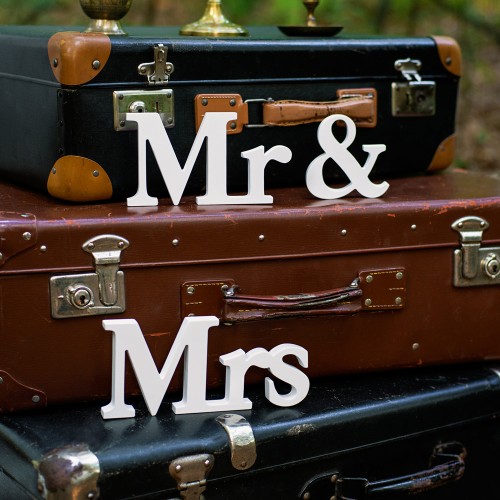 Mr&Mrs-Ξύλινα Λευκά Wedding Letters