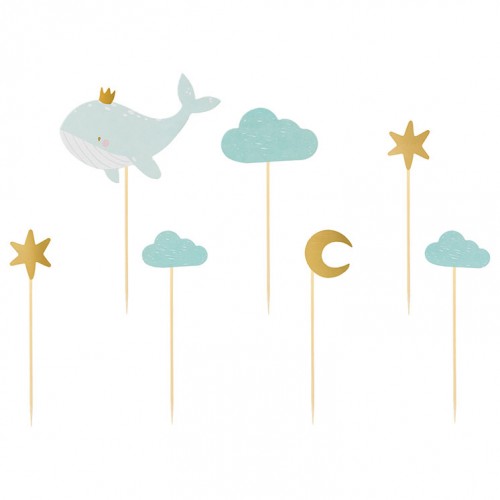 Γαλάζια Cupcake toppers Φάλαινα