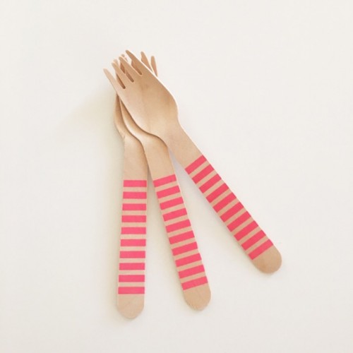 abcJoy φούξια ριγέ ξύλινα πιρουνάκια (12-pack)