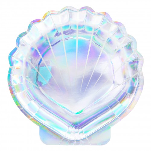 Χάρτινα Ιριδίζοντα Πιάτα Γλυκού Κοχύλι PartyDeco