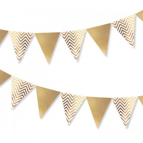 Χάρτινα Σημαιάκια Χρυσά Chevron-Gold Foil Flag Garland