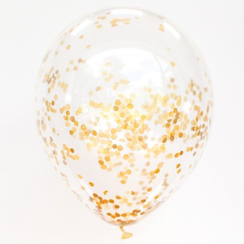 Confetti Birthday Balloons-6 Μπαλόνια Με Χρυσό Κομφετί Unique