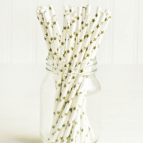 abcJoy gold stars foil χάρτινα καλαμάκια (25-pack)
