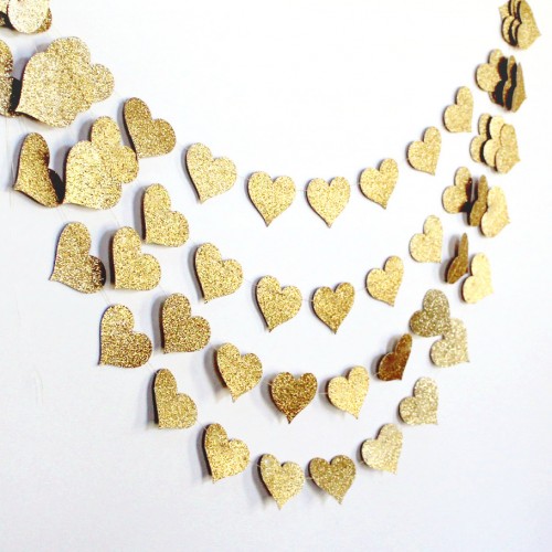Γιρλάντα Με Glitter Καρδιές-Επιλέξτε Χρώμα