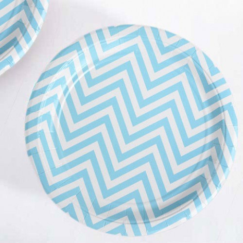abcJoy γαλάζια chevron στρογγυλά πιάτα (12-pack)
