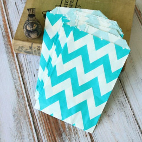 abcJoy chevron aqua σακουλάκια χάρτινα (25-pack)