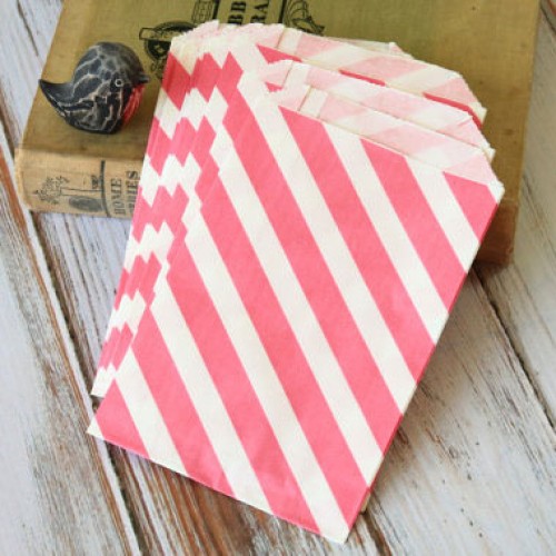 abcJoy ριγέ φούξια σακουλάκια χάρτινα (25-pack)