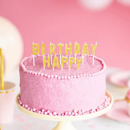 Χρυσά Γκλίτερ Κεριά Τούρτας Happy Birthday