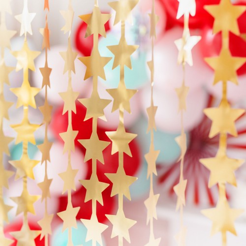 Μεταλλική Κουρτίνα Διακόσμησης Χρυσά Αστέρια PartyDeco