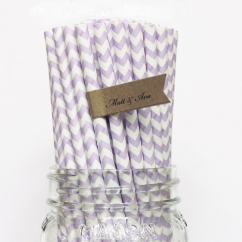 abcJoy Λιλά chevron χάρτινα καλαμάκια (25-pack)