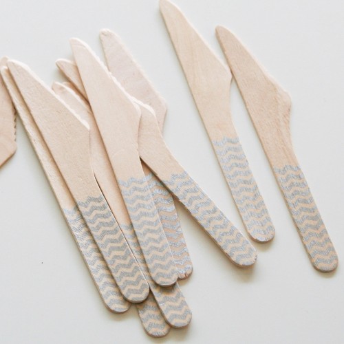 abcJoy ασημί chevron ξύλινα μαχαιράκια  (12-pack)
