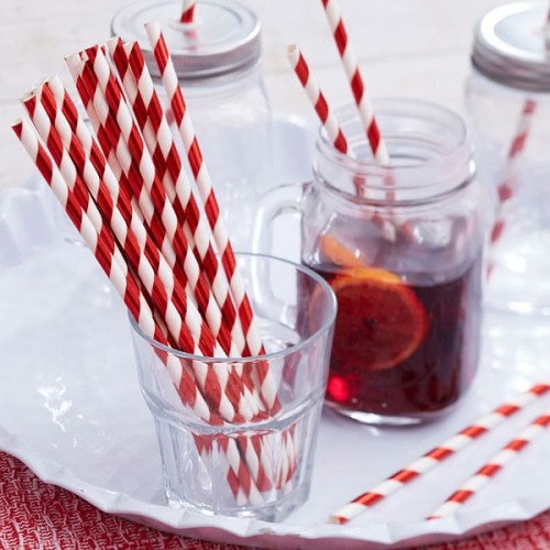 abcJoy χάρτινα καλαμάκια ριγέ Κόκκινο Μεταλλικό Με Λευκό (25-pack)