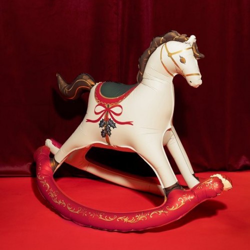 Μεταλλικό Μπαλόνι Κουνιστό Αλογάκι Standing Christmas Rocking Horse