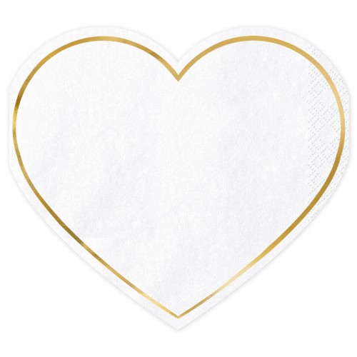 Χαρτοπετσέτες Καρδιά με Χρυσό Περίγραμμα PartyDeco