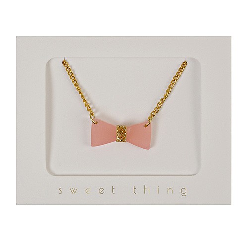 Κολιέ Με Ροζ Φιόγκο Και Χρυσό Γκλίτερ Meri Meri