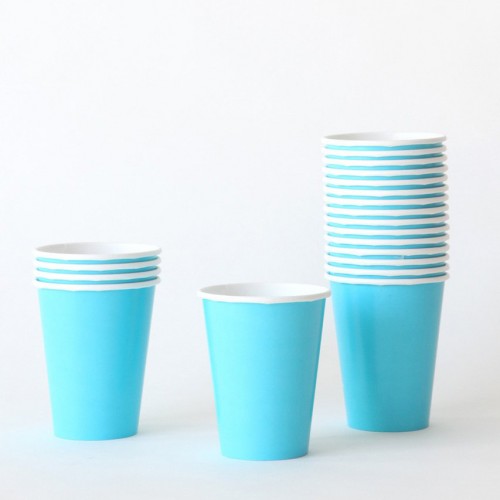 Μονόχρωμα Τυρκουάζ Χάρτινα Ποτήρια-14pcs-Unique