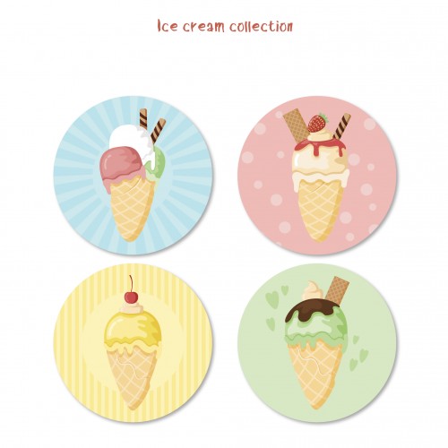 Σετ Αυτοκόλλητα Παγωτά Για Συσκευασίες Και Δώρα Πάρτυ 