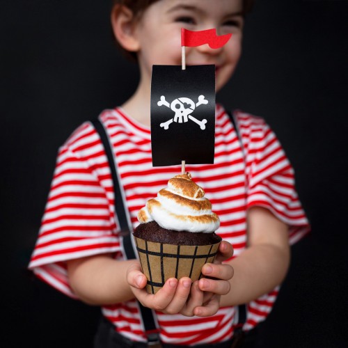 Σετ Cupcake Toppers & Θήκες Πειρατής Party Deco