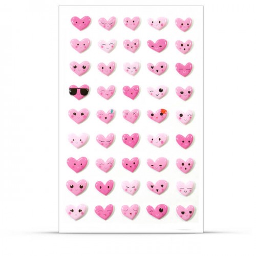Παιδικά Αυτοκόλλητα 3D Ροζ Καρδιές Για Συσκευασίες Και Δώρα Πάρτυ 
