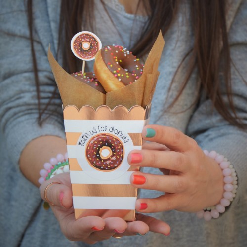 abcJoy ριγέ ροζ-χρυσό popcorn boxes 