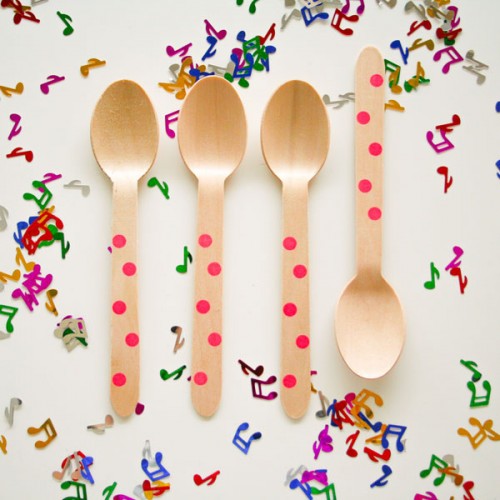 abcJoy φούξια πουά ξύλινα κουταλάκια (12-pack)