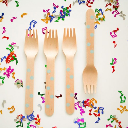 abcJoy γαλάζια πουά ξύλινα πιρουνάκια  (12-pack)