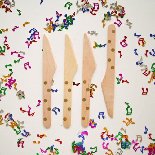 abcJoy χρυσά πουά ξύλινα μαχαιράκια  (12-pack)