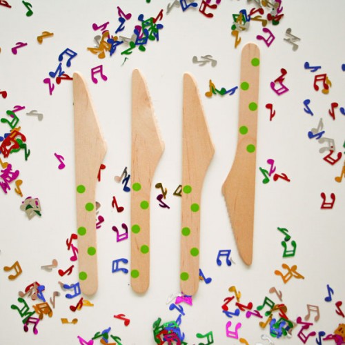 abcJoy πράσινα πουά ξύλινα μαχαιράκια  (12-pack)