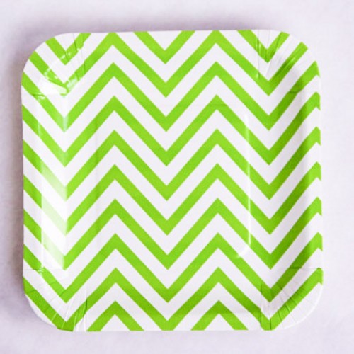 abcJoy πράσινα chevron τετράγωνα πιάτα (12-pack)