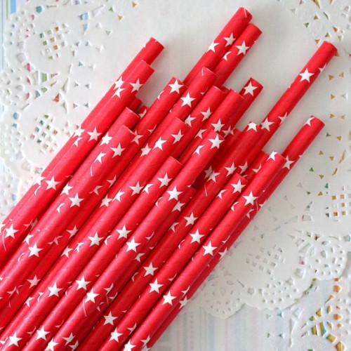 abcJoy κόκκινα αστέρια χάρτινα καλαμάκια (25-pack)