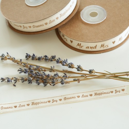 Κορδέλα Με Ευχές Και Καρδιές Υφασμάτινη-1,5mm