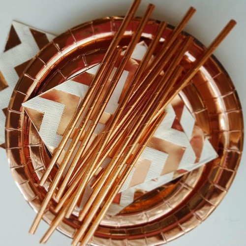 Στρογγυλά Foil Ροζ Χρυσά Πιάτα Φαγητού