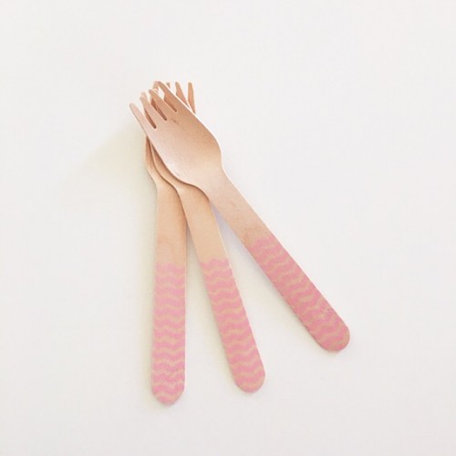 abcJoy ροζ chevron ξύλινα πιρουνάκια  (12-pack)