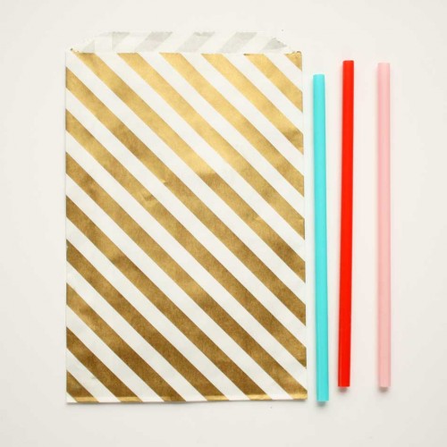 abcJoy Ριγέ Χρυσά Σακουλάκια χάρτινα (25-pack)