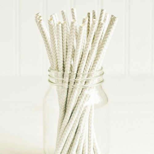 abcJoy ασημί chevron χάρτινα καλαμάκια (25-pack)