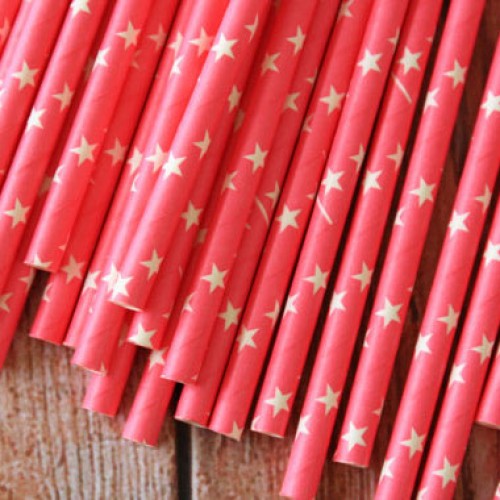 abcJoy φούξια με αστέρια χάρτινα καλαμάκια (25-pack)