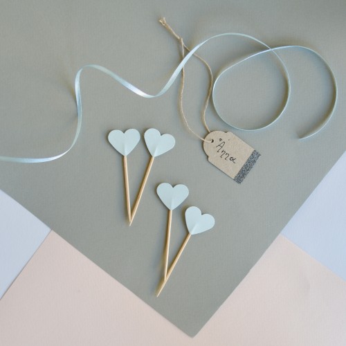 Cupcake Toppers Γαλάζιες Καρδιές-Hand Made by Ministry Of Art (6pcs)