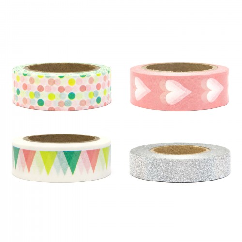 Πολύχρωμο & Ασημί Mix Washi Tape Ταινία Διακόσμησης