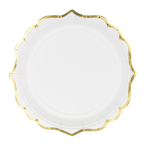 Χάρτινα Πιάτα Λευκά Με Χρυσό Φινίρισμα PartyDeco