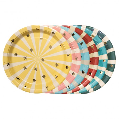 Πολύχρωμα Χάρτινα Πιάτα Τσίρκο 