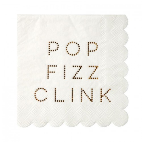 Pop Fizz Clink Napkins-Χαρτοπετσέτες Με Χρυσές Λέξεις Meri Meri