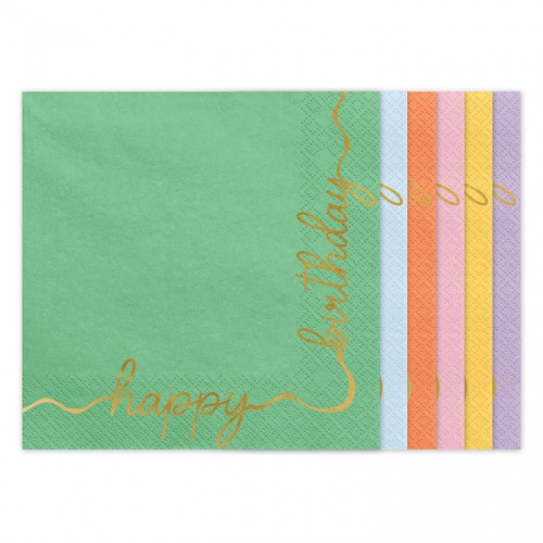 Χαρτοπετσέτες Πολύχρωμες Happy Birthday